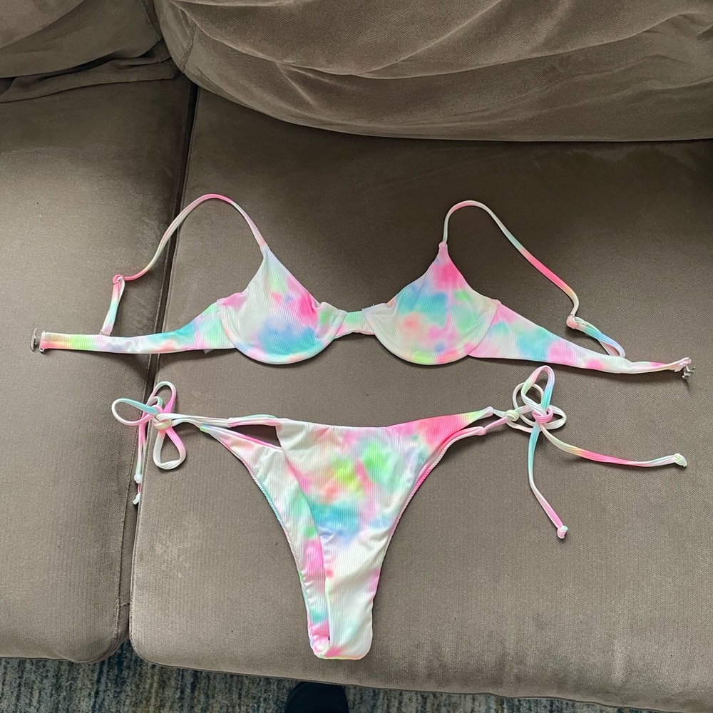 Zaful Multicolored tie dye bikini